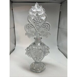 1940's Irice Imperial Glass Large Perfume Bottle Grape & Vine PERFECT  9.5”